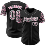 Custom Black Light Pink White-Steel Gray Digital Camo Two Tone Authentic Baseball Jersey