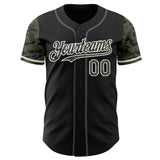 Custom Black Olive White-Steel Gray Digital Camo Two Tone Authentic Baseball Jersey