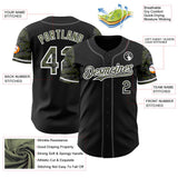 Custom Black Olive White-Steel Gray Digital Camo Two Tone Authentic Baseball Jersey