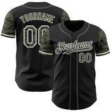 Custom Black Olive White-Steel Gray Digital Camo Two Tone Authentic Baseball Jersey