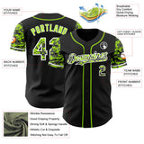 Custom Black Neon Green-White Digital Camo Two Tone Authentic Baseball Jersey