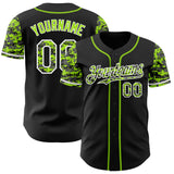Custom Black Neon Green-White Digital Camo Two Tone Authentic Baseball Jersey