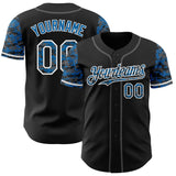 Custom Black Blue White-Steel Gray Digital Camo Two Tone Authentic Baseball Jersey