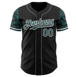 Custom Black Midnight Green White-Steel Gray Digital Camo Two Tone Authentic Baseball Jersey