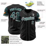 Custom Black Midnight Green White-Steel Gray Digital Camo Two Tone Authentic Baseball Jersey