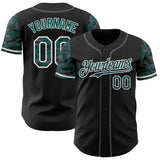 Custom Black Midnight Green White-Steel Gray Digital Camo Two Tone Authentic Baseball Jersey