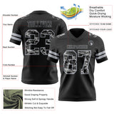 Custom Black-Gray Authentic Pixel Digital Camo Football Jersey