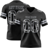Custom Black-Gray Authentic Pixel Digital Camo Football Jersey