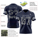 Custom Navy -Gray Authentic Pixel Digital Camo Football Jersey