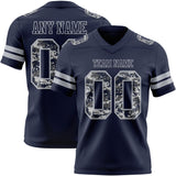 Custom Navy -Gray Authentic Pixel Digital Camo Football Jersey