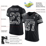 Custom Black-Gray Mesh Authentic Pixel Digital Camo Football Jersey