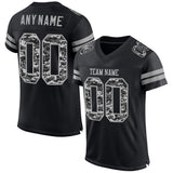 Custom Black-Gray Mesh Authentic Pixel Digital Camo Football Jersey