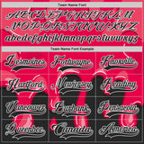 Custom Hot Pink Black-White Melting Dripping Strawberry Lace Neck Hockey Jersey