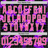 Custom Black Pink Purple-White Melting Rave Psychedelic Checkerboard Lace Neck Hockey Jersey