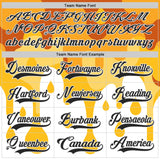 Custom Yellow Black-White Melting Foodie Cheese Lace Neck Hockey Jersey