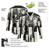Custom Black-White Melting Candle Rave Psychedelic Lace Neck Hockey Jersey