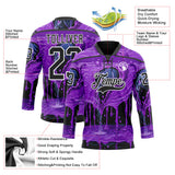 Custom Purple Black-White Melting Psychedelic Lace Neck Hockey Jersey