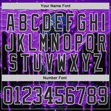 Custom Purple Black-White Melting Psychedelic Lace Neck Hockey Jersey