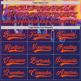 Custom Dark Purple Orange-Purple Melting Psychedelic Lace Neck Hockey Jersey