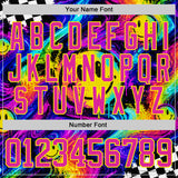 Custom Black Deep Pink-Light Yellow Melting Rave Psychedelic Lace Neck Hockey Jersey