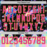 Custom Black Deep Pink-Light Yellow Melting Rave Psychedelic Galaxy Lace Neck Hockey Jersey