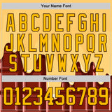 Custom Yellow Gold-Brown Melting Foodie Chocolate Honey Lace Neck Hockey Jersey