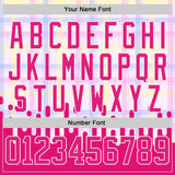 Custom Hot Pink-White Melting Rave Psychedelic Checkerboard Lace Neck Hockey Jersey