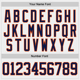 Custom White Navy-Orange San Antonio TX City Skyline State Pride Paint Splatter Lace Neck Hockey Jersey