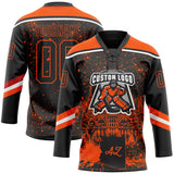 Custom Black Orange-White Phoenix AZ City Skyline State Pride Paint Splatter Lace Neck Hockey Jersey