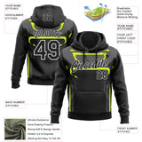 Custom Stitched Black Neon Yellow Gray-White Car Racing Motorsport Pullover Sweatshirt Hoodie