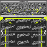 Custom Stitched Black Neon Yellow Gray-White Car Racing Motorsport Pullover Sweatshirt Hoodie