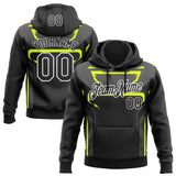 Custom Stitched Black Neon Yellow Gray-White Car Racing Motorsport Pullover Sweatshirt Hoodie
