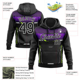 Custom Stitched Black Purple Neon Yellow Gray-White Car Racing Motorsport Pullover Sweatshirt Hoodie