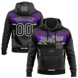 Custom Stitched Black Purple Neon Yellow Gray-White Car Racing Motorsport Pullover Sweatshirt Hoodie