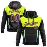 Custom Stitched Black Purple Neon Yellow Aqua-Yellow Car Racing Motorsport Pullover Sweatshirt Hoodie