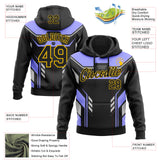Custom Stitched Black Blue Gray-Yellow Car Racing Motorsport Pullover Sweatshirt Hoodie