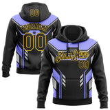 Custom Stitched Black Blue Gray-Yellow Car Racing Motorsport Pullover Sweatshirt Hoodie