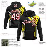 Custom Stitched Black White Yellow Gray-Red Car Racing Motorsport Pullover Sweatshirt Hoodie