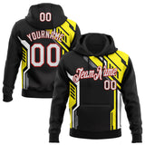 Custom Stitched Black White Yellow Gray-Red Car Racing Motorsport Pullover Sweatshirt Hoodie