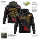 Custom Stitched Black Red Gray-Gold Car Racing Motorsport Pullover Sweatshirt Hoodie