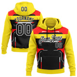 Custom Stitched Yellow Black Red-White Car Racing Motorsport Pullover Sweatshirt Hoodie