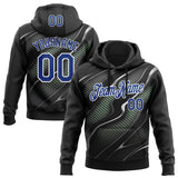 Custom Stitched Black Royal Green-White Car Racing Motorsport Pullover Sweatshirt Hoodie