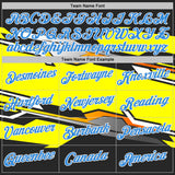 Custom Stitched Black Powder Blue Yellow Gray-White Car Racing Motorsport Pullover Sweatshirt Hoodie