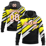 Custom Stitched Black White Yellow Gray-Orange Car Racing Motorsport Pullover Sweatshirt Hoodie
