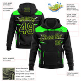 Custom Stitched Black-Neon Green Car Racing Motorsport Pullover Sweatshirt Hoodie