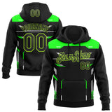 Custom Stitched Black-Neon Green Car Racing Motorsport Pullover Sweatshirt Hoodie