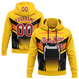 Custom Stitched Yellow Red Black Orange-White Car Racing Motorsport Pullover Sweatshirt Hoodie