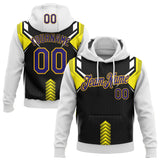 Custom Stitched White Dark Purple Black-Gold Car Racing Motorsport Pullover Sweatshirt Hoodie