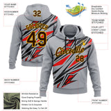 Custom Stitched Gray Brown Red Black-Gold Car Racing Abstract Speed Motorsport Pullover Sweatshirt Hoodie