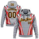 Custom Stitched Gray Brown Red Black-Gold Car Racing Polka dots Motorsport Pullover Sweatshirt Hoodie